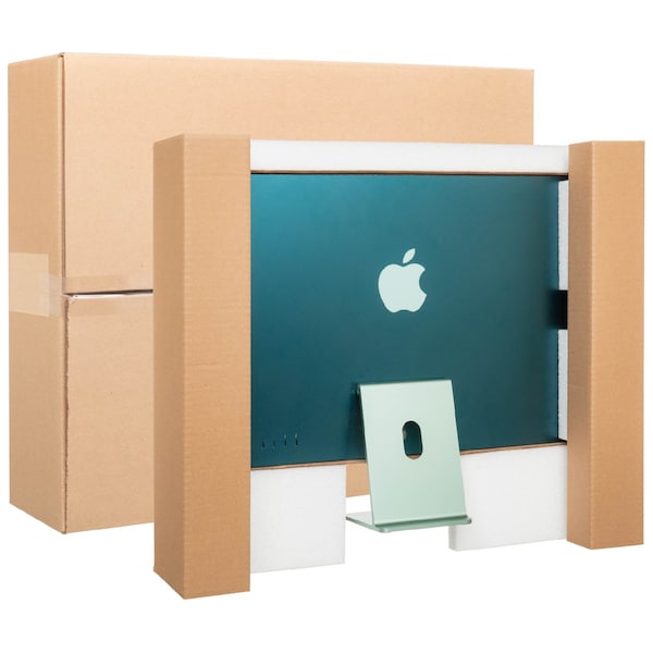 Epe Usa 26 in x 23 in x 7 in Computer Monitor Shipping Box, Kraft, Corrugated / Foam, Double, 275# B8-KK8G-9ZBF - main